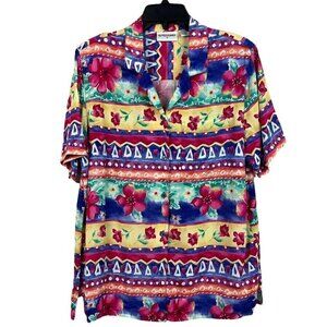 Alfred Dunner Womens Hawaiian Floral Shirt Rayon Size 14